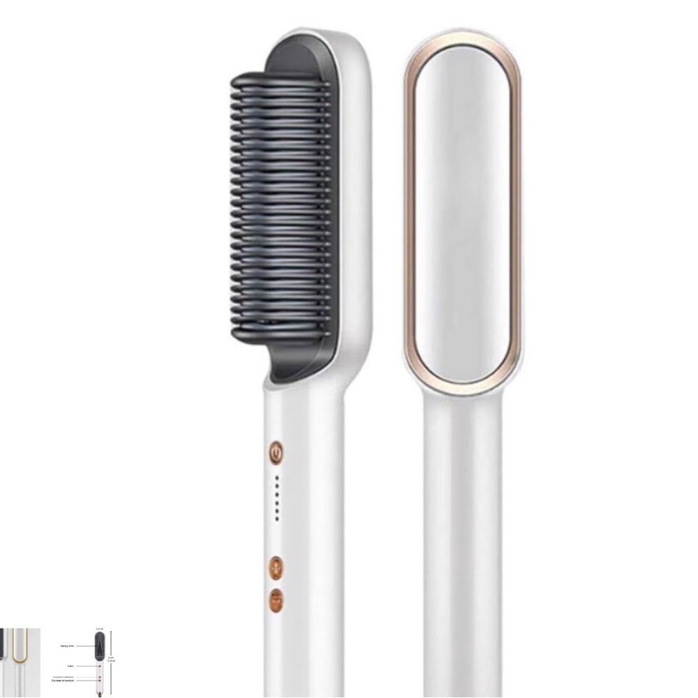 White and Gold Hair Straightening Brush.straight Comb